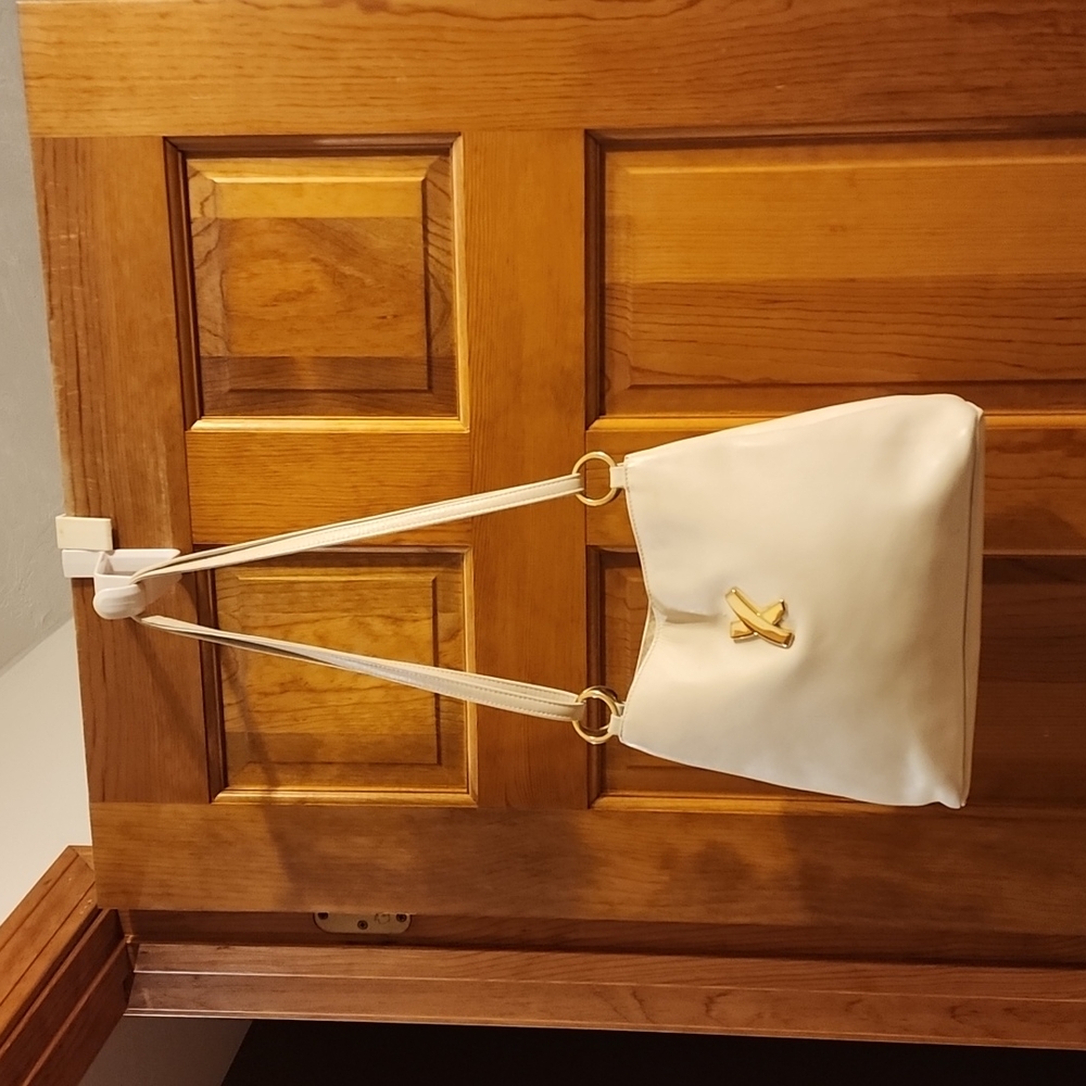Vintage Paloma Piccaso leather handbag / purse;Bone;11 1/2"L, 9 1/2"H, 4 1/4"W